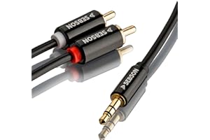 SEBSON Kabel RCA 2m - 1x Jack 3,5mm do 2x Chinch - AUX Audio Kabel męski