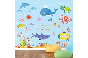 DECOWALL DW-1611S Aventura en el Mar Vinilo Pegatinas Decorativas Adhesiva Pared Dormitorio Saln Guardera Habitaci Infantiles Nios Bebs