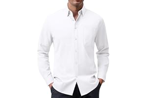 siliteelon Herren Hemd 100% Baumwolle Oxford Hemden Langarm Bügelfrei Freizeit Regular Fit Business Faltenfrei Formales Anzug Hemden mit Tasche