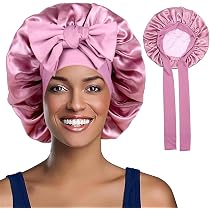 Cuffia Da Notte In Seta Con Scrunchie – Doppio Strato, Anti-frizz, Per Capelli Ricci E Lunghi, Rosa, 90 G