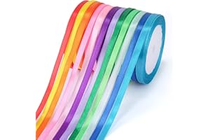IHASPOKO Ruban Satin, 12 Couleurs 6mm x 22m Ruban Tissu pour Bricolage Art & Artisanat, Emballage Cadeau, Ballons, Nœuds, Décoration de Mariage (12 Rouleaux, Polyester)