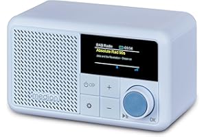 MEDION S66822 Radio Portable Mini Dab+ avec Bluetooth (Batterie Rechargeable, écran Couleur à intensité Variable, antenne télescopique, minuterie de Mise en Veille, réveil, AUX, USB-C) Bleu