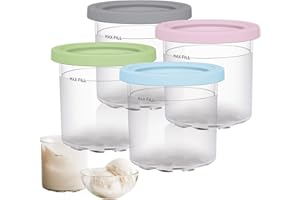 Xiaoxin Eiscreme-Pint-Behälter für Ninja Creami 4er-Pack Eiscreme-Pints ​​und Deckel für Ninja Creami-Eiscreme NC299AMZ und NC300s, wiederverwendbar und spülmaschinenfest, Zubehör für Eismaschinen