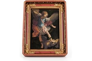 BC BUILDCLASSIC 7.6” H St. Michael Vintage Tabletop Picture Frame 4" x 6", Hand Painted