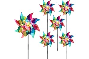 ERBO 6 Stücke Vogelabwehr Windrad, Reflektierende Windräder, Taubenabwehr Balkon, Windrad Garten, Vogelschreck Vogelabwehr für Balkon, Garten, Obstgarten, Hof, Dach (Bunte, ø 24cm)