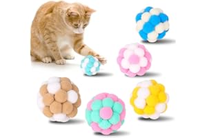 Yasdyri Katzenspielzeug Bälle mit Glöckchen 6 Stück Interaktives Katzenspielzeug Ball Soft Katzenbälle Filzbälle Katze für Innen Spielen Kauen Kratzen
