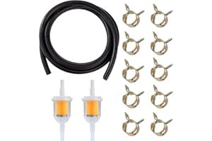 EUNEWR Kit de manguera de gasolina de 1/4 pulgadas, filtro de gasolina, incluye 2 m de diámetro de 6 mm, filtro de gasolina de 6 mm/8 mm, abrazaderas para coches, motos, cortadoras de césped, scooters