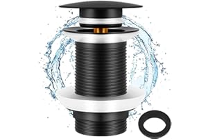 Towviy waschbecken ablaufgarnitur, Matt Schwarz Universal Abfluss Waschbecken ohne überlauf Pop Up Ablaufgarnitur Badewanne Dusche (Ersatzgummidichtung)
