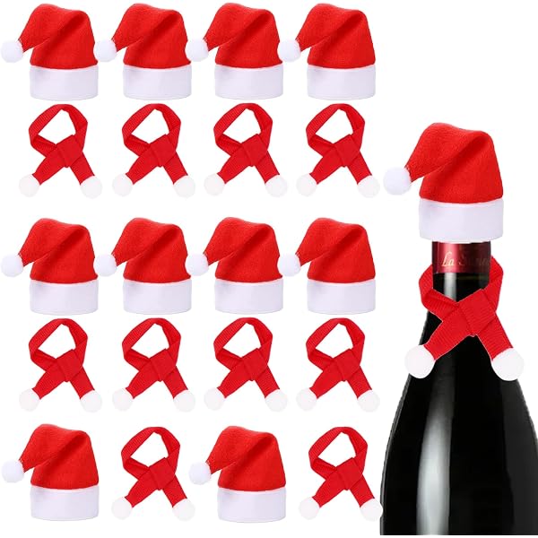 Cappellini Babbo Natale Mini, 12 Pezzi Rossi, Cappelli di Natale Brillanti per Albero, Regalo Artigianale, 4,9 x 2,7 cm