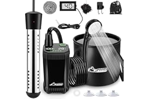 WADEO Portable Shower, [Heating Water Function] [Upgraded Stable 20L Collapsible Bucket] Camping Shower Pump, Rechargeable Shower Kit for Travel, Pet, Car, Emergency