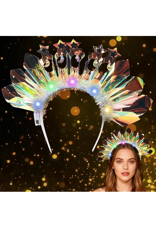 BF Souvenirs 1 x led-haarband met kroon, knipperend en oplichtend, prinses, koning, feest, carnaval, verjaardag, themafeest, carnaval (blauw