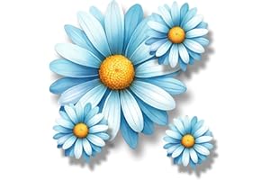 LAOGRAPHICS x9 Light Blue Daisy Flower Vinyl Sticker, Floral Decal Cover up Marks, Multi-Purpose Ideal for Bin, Car, Laptop, Bike, Wall, Dustbin. Camper Van & More. Weatherproof & Vibrant. (L-Blue Daisy)