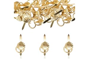 URROMA 60 Pcs Small Gold Ring Pulls Handle Knobs Antique, Paper Craft Fasteners Brads for Paper Craft DIY Stamping Scrapbooking