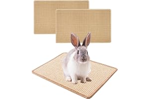 bangminda 2 Pezzi Tappeto per Roditori Tappetini in Sisal Naturali per Conigli Tappetino Antigraffio Tiragraffi per Conigli Rivestimento per Pavimenti a Gabbia per Criceti Porcellini d'India 40x30 cm