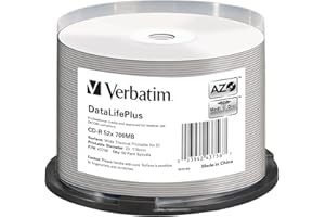 NEWSTAR Verbatim CD-R 700MB - 52-fache Brenngeschwindigkeit - Thermisch bedruckbar - DataLifePlus - 50 Stück Spindel