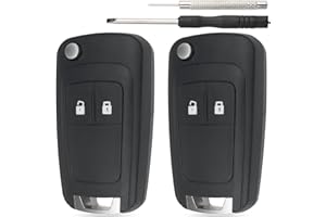 KEYQUEEN 2 Pack 2 Buttons Replacement Car Key Fob Case Compatible with Chevrolet Aveo Matiz Cruze Captiva Spark Orlando Trax and for Opel Vauxhall Astra Insignia Mokka Corsa Adam Karl Vectra Zafira Meriva