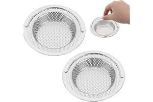 OWNKIM Colino di scarico lavello da cucina lavello da doccia-Colini per Lavello da Cucina in Acciaio Inox - Filtro Anti Intasamento con Manico Sollevabile - bordo esterno 11 cm (2PCS)