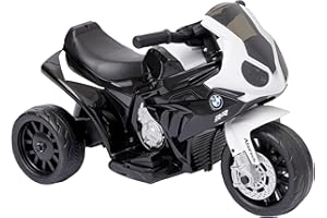 Baroni Toys Moto Giocattolo Elettrica BMW con Licenza per Bambini 1-4 Anni, Design Realistico, Manubrio Sterzante, Pedale di Accelerazione e Fanali e Suoni Funzionanti, 66x37x44 cm, Nero