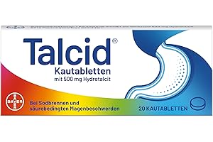 ‎T A L C I D Talcid Kautabletten - Arzneimittel bei Sodbrennen und säurebedingten Magenbeschwerden - mit 500 mg Hydrotalcit - 1 x 20 Stück