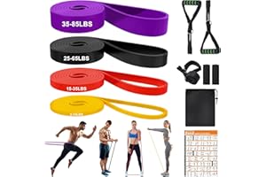 Feelhap Bande Elastique Musculation,4 Niveaux de Élastique Musculation Traction,Bandes de Résistance avec Poignées Ancre de Porte,Bande élastique Sport pour Gymnases Domicile Bande Resistance