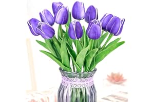 NTGRTY Tulipanes artificiales, 12 piezas de tulipanes artificiales de látex, ramo de flores falsas para decoración de la habitación de boda Home Hotel Party