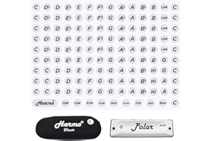 Harmo Harmonica 2D Key Label Stickers - Set of 137, Premium Harmonica Label Stickers with Strong Adhesive, Precision-Crafted Harmonica Key Stickers, Essential Harmonica Accessories