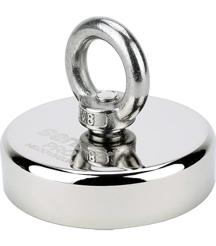 Magnetpro Lot De 2 Aimants Néodyme Super Forts 100kg - Diamètre 48mm Avec Anneaux De Levage Pour Pêche Magnétique