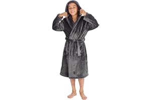 STYLE IT UP Kids Robe Dressing Gown - Super Soft Plush Fleece Bathrobe - For Boys and Girls - Gift for 2 to 13 Years - Consists Of Snuggle Hood, 2 Large Pockets and Secure Waist Tie