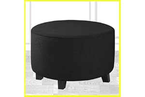 ACDLER Funda Otomana De Elástica Tejido Jacquard, Redonda Funda De Reposapiés De Sofá, Funda para Taburete Extraíble Lavable Protector De Puff con Parte Inferior Elástica (Color : A9, Size : 50-58CM)