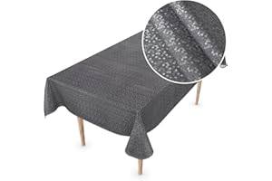 ANRO Mantel de hule lavable, 110 x 150 cm, diseño de puntos, color antracita, para mesa de jardín