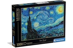 Clementoni - Puzzle Van Gogh 1000 sztuk sztuki, dla doroslych i mlodziezy, kolekcja muzealna, motyw gwiazdzistej nocy, pomysl na prezent dla mezczyzn i kobiet, wyrpodukowano we Wloszech, 70 x 50 cm