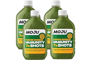 MOJU Power Greens Dosing Bottles (4 x 420ml) Immune Support, Energy Booster, Green Shots, Green Smoothies, Natural Ingredients, No Added Sugars or Sweeteners, Vegan