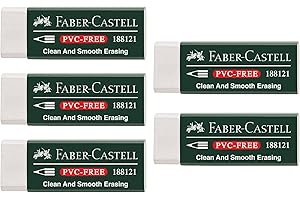 FABER-CASTELL 205002 - Gomma per cancellare 188121, senza PVC, plastica, 5 pezzi, colore: Bianco