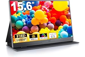 CUIUIC Portable Monitor 15.6'', 1080P FHD Plug&Play Travel Laptop Monitor w/Smart Cover, USB-C HDR Portable Second Computer Display, Portable Game External Screen for PC Phone Mac Xbox PS4/5