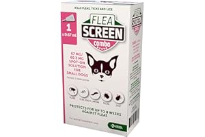 FLEA SCREEN combo Small Dog (1 Pipette): Flea Treatment for Dogs - Kills Fleas, Flea Eggs & Ticks - Provides 4 Weeks Flea and Tick Treatment for Small Dogs (2-10kg) & Puppies over 8 weeks old.