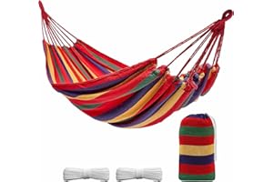 HAVENEIT Hamac extérieur, hamac, camping, hamac, portable et respirant, avec une capacité de charge de 200 kg avec sangle + étui pour jardin, intérieur, balcon, terrasse, camping (coloré)