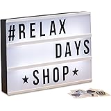 Relaxdays 10021538 Light-Box con 85 Caratteri, Lettere, Numeri Luci a LED, MTE training, HxLxP: 22 x 30 x 4,3 cm, Bianco-Nero
