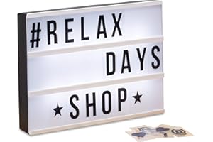 Relaxdays Light Box, Leuchtbox Set mit 85 Zeichen, Buchstaben, LED Leuchtschild, HxBxT: 22 x 30 x 4,3 cm, weiß/schwarz