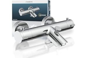 ‎SCHÜTTE SCHÜTTE 52470 LONDON Badewannenarmatur Thermostat, Wannenarmatur Wannenthermostat mit Verbrühschutz bei 38℃, Mischbatterie Wasserhahn Armatur für Badewanne, Chrom