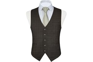 FAIMO Waistcoat Mens Formal Plaid Waistcoat Classic Check Waistcoats for Men with pockets Suit Vest