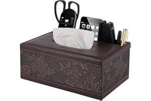 XNONE Portapañuelos de Papel in Cuero,Rectangular Caja de Pañuelos de Papel,Viene con 3 Cajas de Almacenamiento Pequeñas,Servilletero para la Oficina en Casa,Decoración de Coche Automotive