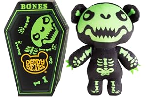 Deddy Bears - Bones Soft Toy 15cm With Coffin Plush - Halloween - Indoor Decorations, Props, Spooky Cuddlies Gifts, Creepy Children's and Adults Collectables Bones