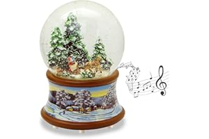 ‎MINIUM COLLECTION Schneekugel Familie Kutschfahrt Weihnachtsbaum Holen auf nostalgische Winterlandschaft Braunton Weihnachten Winter mit Spieluhr - 100mm breit * 20192