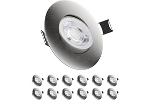 ‎ADDLON addlon 12er Set LED Einbaustrahler 230V Flach, 36° Schwenkbar LED Einbauleuchten 5W 450lm LED Spots IP44 Bad Einbauspots Warmweiß 3000K Deckenspots für Küche Wohnzimmer, Loch 75mm-80mm
