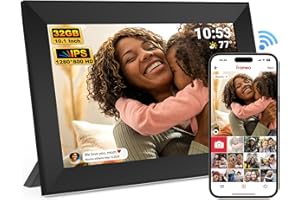 ARJUDY Frameo Cadre Photo Numérique 10,1 Pouces Wi-FI 32 Go, Écran Tactile IPS LCD 1280 x 800P, Cadre Photo Intelligent Cloud avec Rotation Automatique et Audio, Partagez Photos/Vidéos Instantanément (Noir)