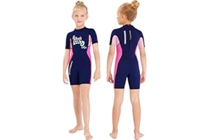 Gogokids Kinder Neoprenanzüge Thermische Badeanzüge, Mädchen Rash Guard Einteiler Bademode 2.5mm Neopren Taucheranzug Schnorchelanzug UV-Schutz 50+