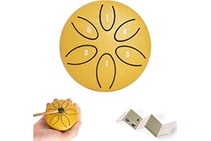 BQKOZFIN Tongue Tambor de lengua de 3 pulgadas y 6 tonos, mini tambor de acero para meditación, yoga, sanación de sonido, con baquetas (amarillo)