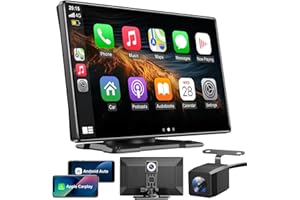 ESSGOO CarPlay Voiture, Supporte CarPlay sans Fil et Android Auto, Écran Tactile IPS 9 Pouces, Caméra Avant 2,5K et Caméra de Recul 1080P, Bluetooth 5.0, GPS, FM, AUX, Mirror Link, Carte TF 64G