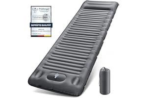 JEMULICE Matelas de Camping avec Pompe à Pied, Épaisseur Améliorée 12CM Tapis de Couchage Autogonflant, Matelas Randonnée avec Oreiller, Matelas Gonflable Ultraléger pour Camping,Tente,Randonnée