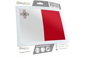 Kiwistar - Adesivo per auto, motivo bandiera di Malta, 10 cm, con stemma, bandiera di Malta, per auto, bicicletta, camion